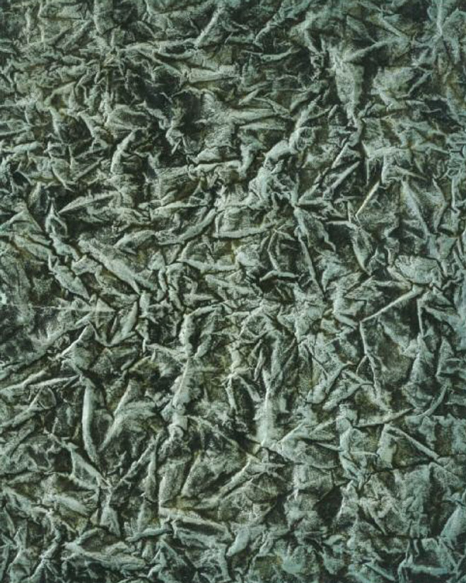 alfred-graf-valserrhein Valserrhein, 2004, Sand mit Wachs auf Baumwolle; 125 x 108 cm